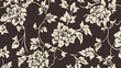 © Nadiyah - Elegant floral pattern, beige flowers on dark brown background, seamless repeat for textile design