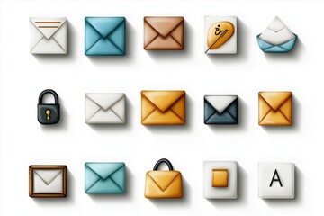 Poster - Colorful Email Icons Collection for Digital Communication and Messaging Platforms