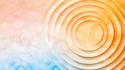 Poster - Abstract layered circles in soft orange and blue tones with a serene gradient background for design projects