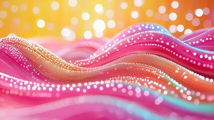Poster - Abstract colorful waves with luminous dots, vibrant hues creating a stunning visual display for creative projects