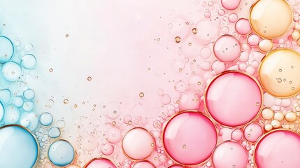 Poster - Colorful bubbles pattern with pastel background, abstract, soft focus, vibrant shades, artistic design, creative concept