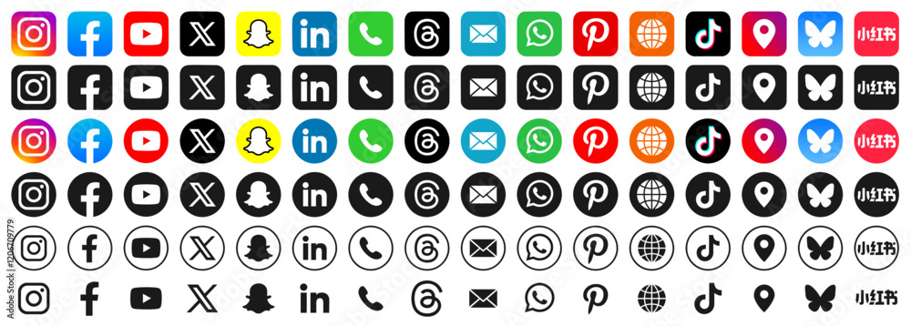 social media network icons. social media logo vector. Instagram ...