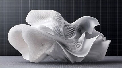 Wall Mural - Abstract White Sculptures Fluid Organic Forms