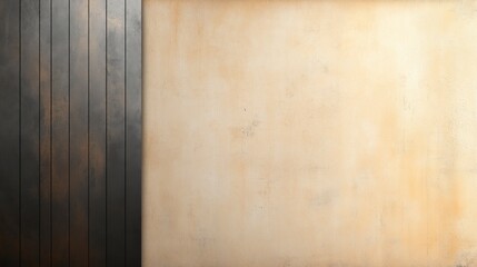 Poster - Textured Background with Dark Wooden Planks and Light Cream Painted Wall for Creative Design Projects