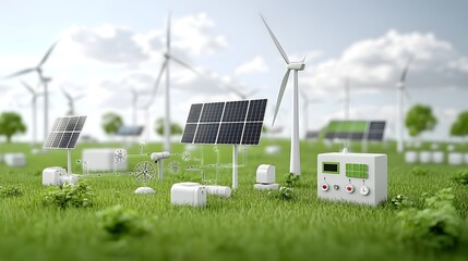 Leinwandbilder - Advanced renewable energy system with centralized control and monitoring