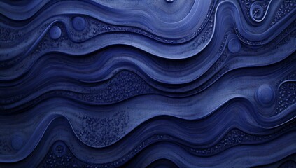 Aufkleber - Abstract blue wavy texture background with embossed circles and dots.