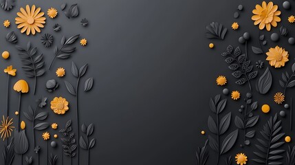 Poster - Elegant and Striking Glowing Floral Patterns with Intricate Designs on a Sleek Black Background Showcasing a Modern and Style