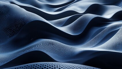 Poster - Abstract blue wavy surface with dotted texture.
