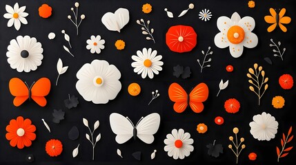 Aufkleber - Radiant and Intricate Floral Patterns with Glowing Highlights Showcasing Stylish and Designs on a Captivating Black Background
