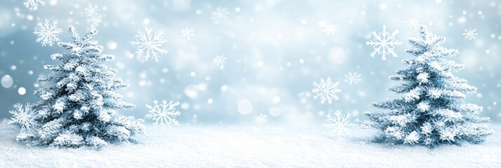 Poster - Winter Wonderland Snowy Trees Festive Season Holiday Background