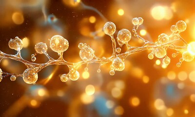 Wall Mural - An abstract representation of interconnected bubbles and light, evoking a sense of wonder and science.