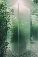 Poster - Glass Cubes with Tree Background