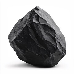 Poster - Dark Stone Isolated on White Background Natural Rock Texture