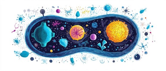 Poster - Vibrant Cell Life Artistic Illustration Microscopic Biology Science Colorful Abstract