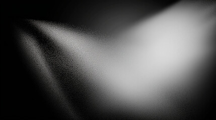 Leinwandbilder - Abstract black and white gradient background with a central light beam, featuring floating dust particles, light spot effects, and cool black and gray tones in a minimalist and artistic design, perfec