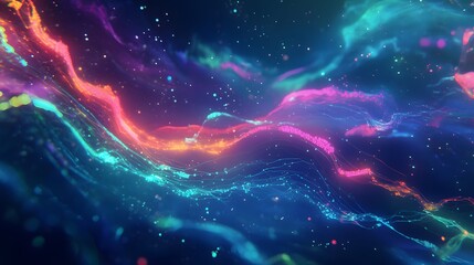 Wall Mural - abstract colorful nebula waves of light and energy