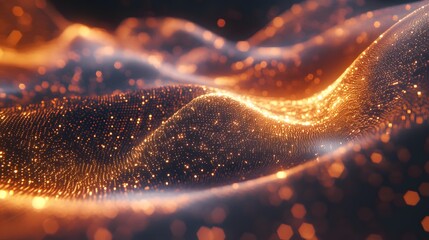 Wall Mural - abstract golden glittering waves of light