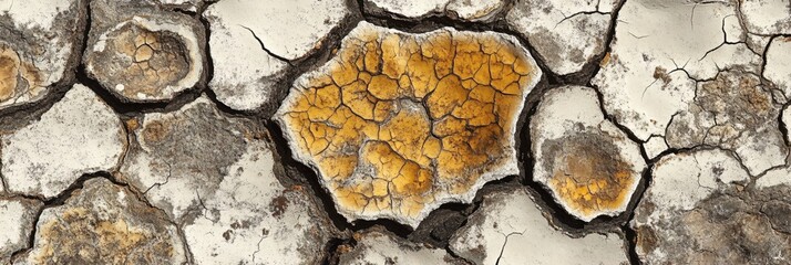 Poster - Abstract Cracked Texture Golden Hues Desert Earth Tones Background