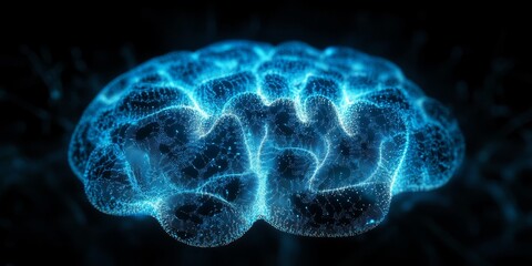 Poster - Abstract glowing human brain, neural network, digital concept.