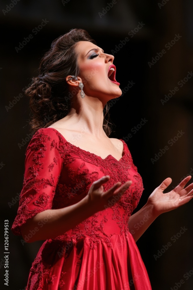 Emotion and elegance display the passion of an opera singer in a ...