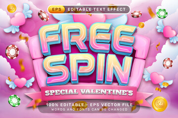 Poster - free spin valentines day 3d text effect and editable text effect