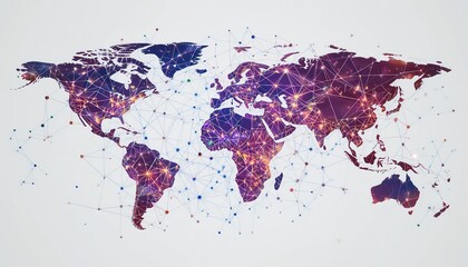 Poster - World geometric and earth for connection ,community and society Map networking and communication, planet model with decoration, abstract design or geometric link of business and global economy, 4k