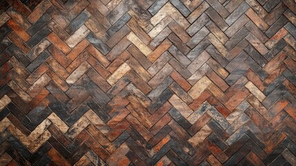 Poster - A stylish blend of brown brick wall texture and wooden floor, ideal for interior design concepts, home decor, and restaurant ambiance.