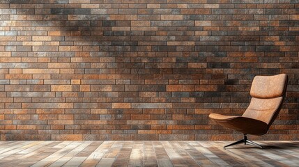 Poster - Brown brick wall texture combined with wooden flooring, creating a stylish and modern interior concept perfect for home or office designs.