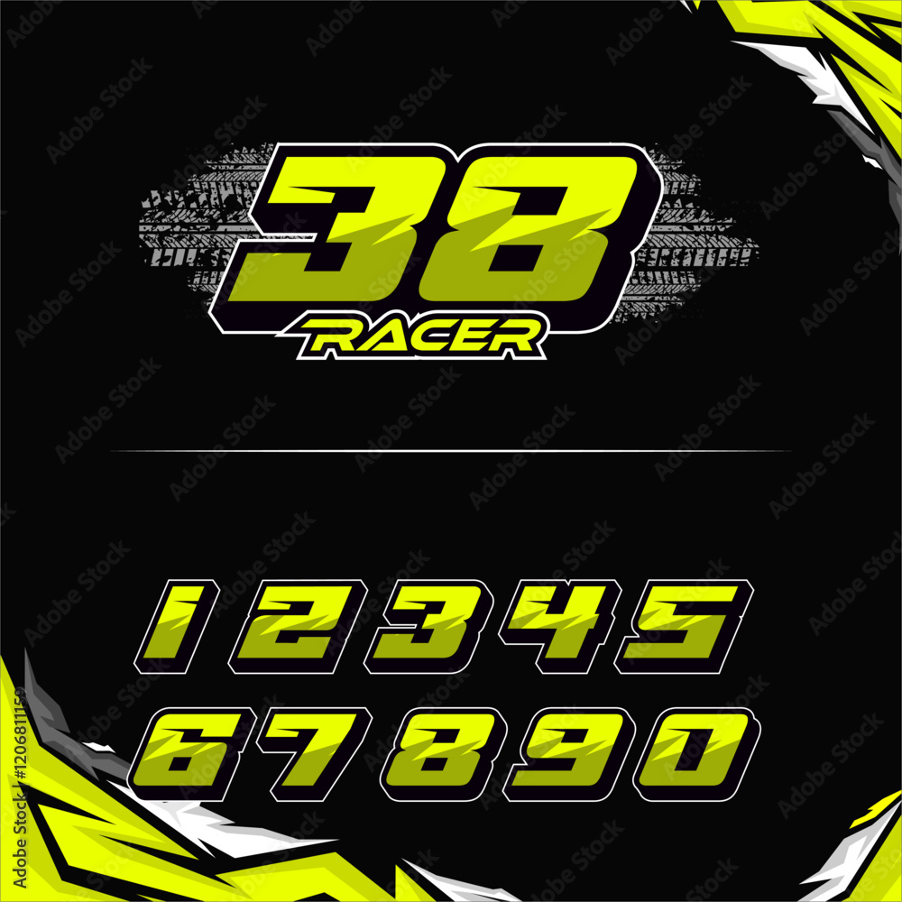 vector racing numbers for drag motorbikes and cars Stock Vector | Adobe ...