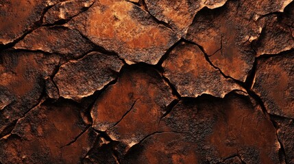 Poster - Close-up of a rusty metal texture with visible cracks, showcasing the weathered surface for industrial, vintage, or grunge concepts.
