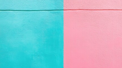 Poster - Close-up of a vibrant urban wall featuring teal, pink, and blue paint textures. Perfect for advertising, design presentations, or modern creative city branding.