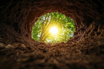 Poster - Sunlight through hole in ground.