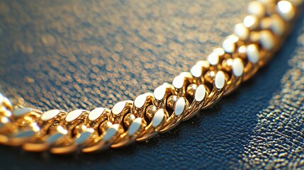 Poster - Detailed close-up of a sparkling gold chain necklace with a shiny, smooth surface, highlighting the luxury and elegance of the jewelry.