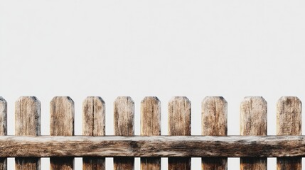 Poster - Isolated brown wooden fence against a white background, offering a clean clipping path for use in design, decoration, and creative separation projects.