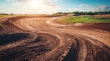 Dirt Track Motocross Racing Circuit at Sunset