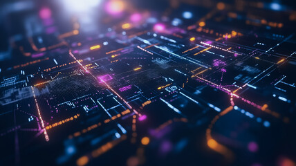 Poster - digital network: an abstract and futuristic interpretation of a digital network, showcasing a comple