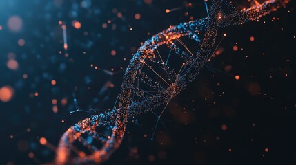 Poster - Molecular structure with DNA strands and scientific graphs, illustrating the advanced technologies in biotechnology and molecular research fields.