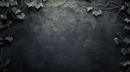 Aufkleber - Old gray wall with dry ivy plant vines, creating a dark, spooky atmosphere for Halloween-themed designs or creepy textured backgrounds.