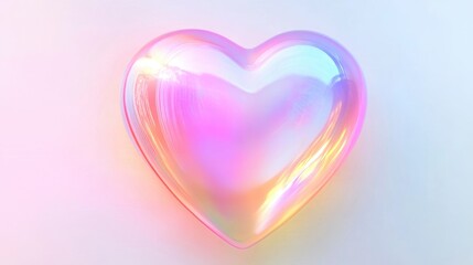 Poster - Pastel neon heart on a white background with soft grainy texture, perfect for Valentine's Day design, romantic themes, and digital art.
