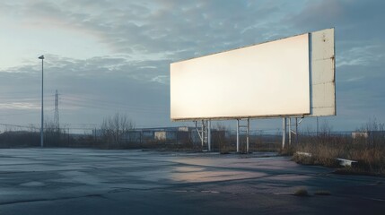 Poster - Spacious, white billboard mockup in an open area, offering a large surface for business promotions or marketing content.
