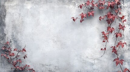 Poster - Textured gray wall with faded ivy vines, offering a mysterious and eerie atmosphere for Halloween, horror, or autumn-themed visuals.