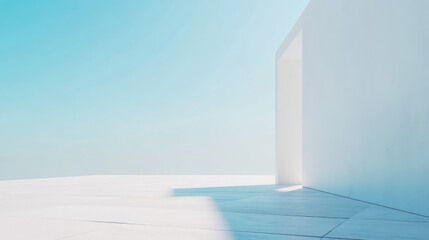 Poster - White blank billboard with blue sky background, creating a clean and open space for advertising or promotional content.