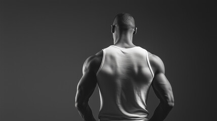 strong and silent: a powerful and evocative black and white image of a muscular man in a tank top, h