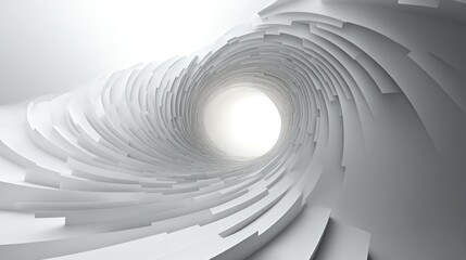 Fototapete - Abstract White Spiral Tunnel: A Journey into Light and Form