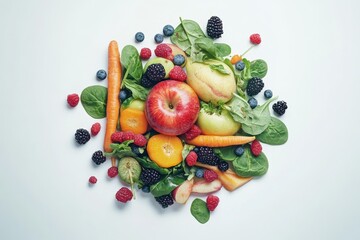 Wall Mural - Colorful mix of fresh fruits and vegetables.