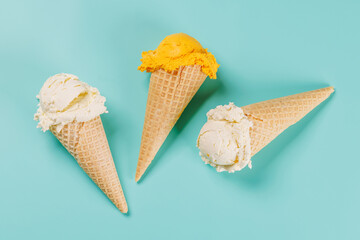 A refreshing ice cream cones set against a vibrant background