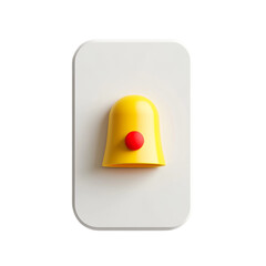 Aufkleber - A simple 3D rendering of a yellow bell icon with a red button displayed on a white background.