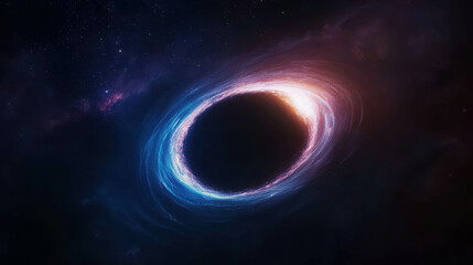 Wall Mural - supermassive black hole at the center of a galaxy with accretion disk and cosmic background