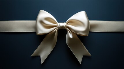 Wall Mural - Elegant cream bow on smooth dark background perfect for gift wrapping and special occasions