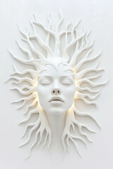 Poster - Ethereal Woman with Intricate Hair Design Resembling Natural Elements and Light
